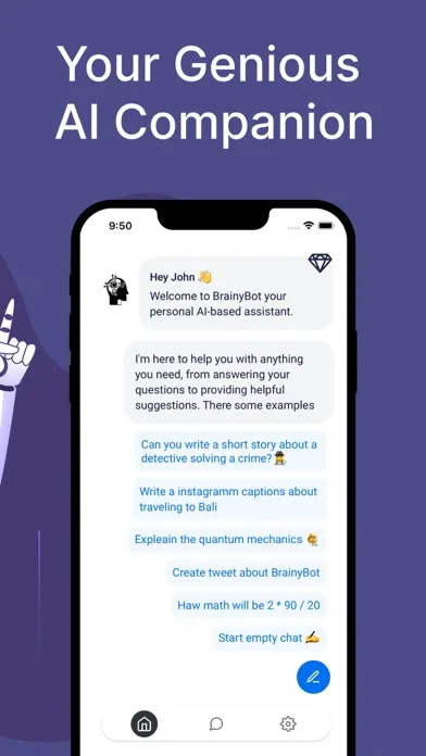 Tangkapan skrin Chatbot - BrainyBot AI chat