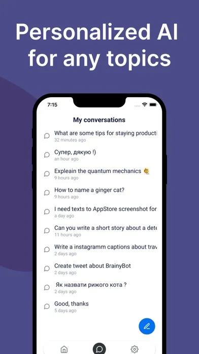 Tangkapan skrin Chatbot - BrainyBot AI chat