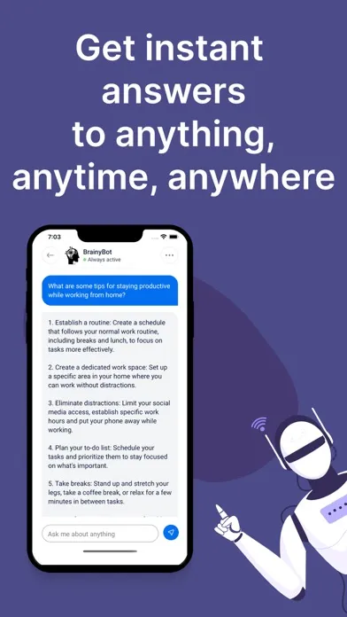 Tangkapan skrin Chatbot - BrainyBot AI chat