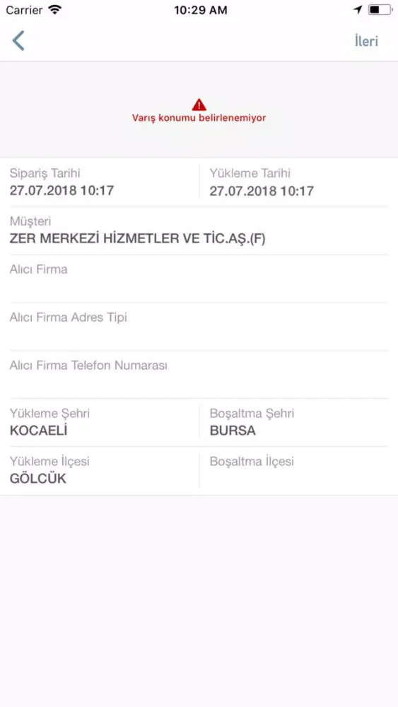 Capturas de tela do Öznil Lojistik