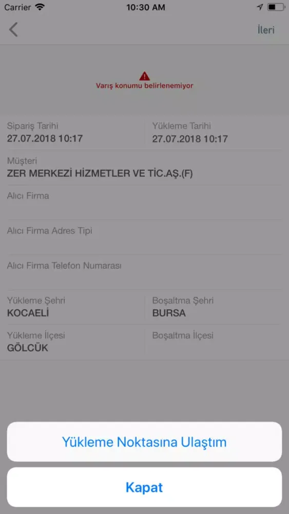Capturas de tela do Öznil Lojistik