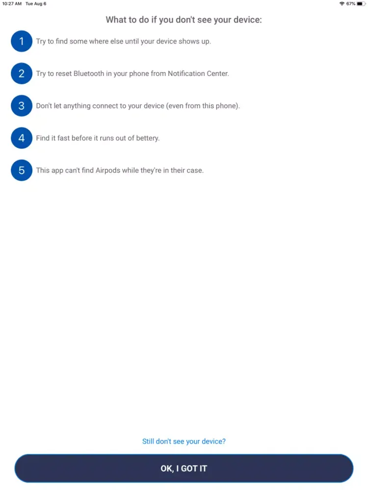 Capturas de pantalla de Zoek en verbind BLE iPad 