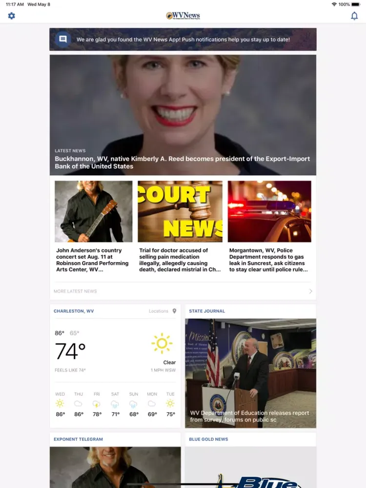 Capturas de tela do WV News 24-7 iPad 