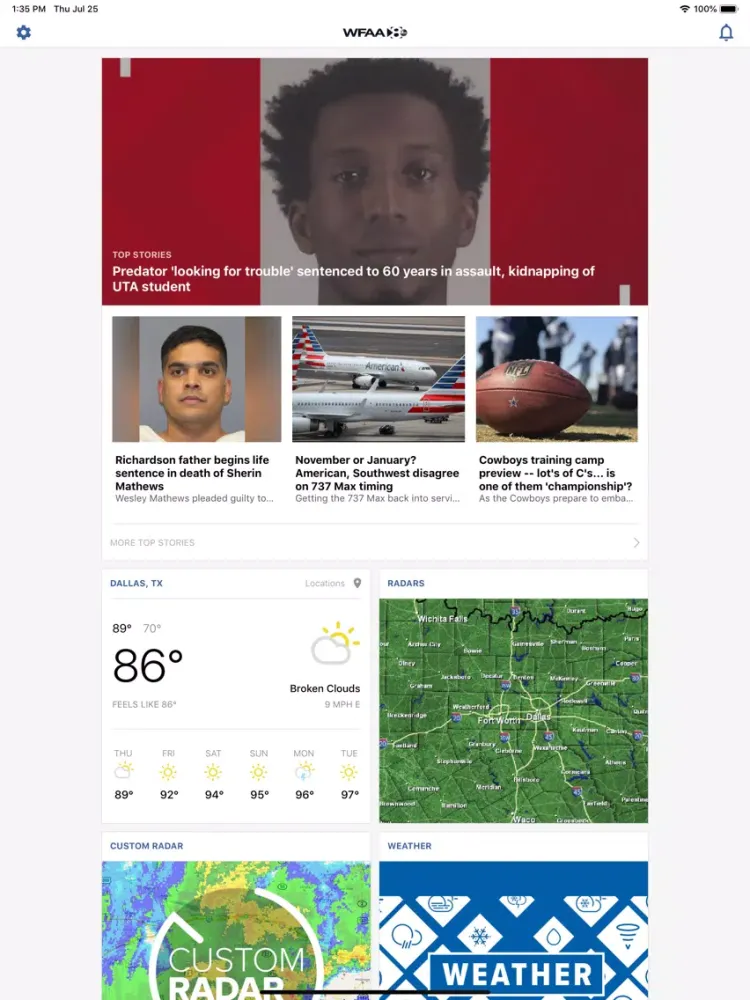 WFAA-North Texas News, Weather iPad 應用截圖