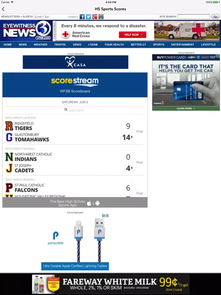 WFSB High School Sports iPad  Screenshots