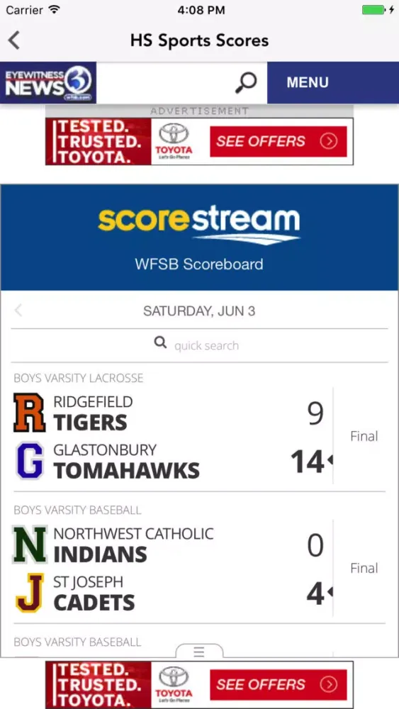 WFSB High School Sports Screenshots