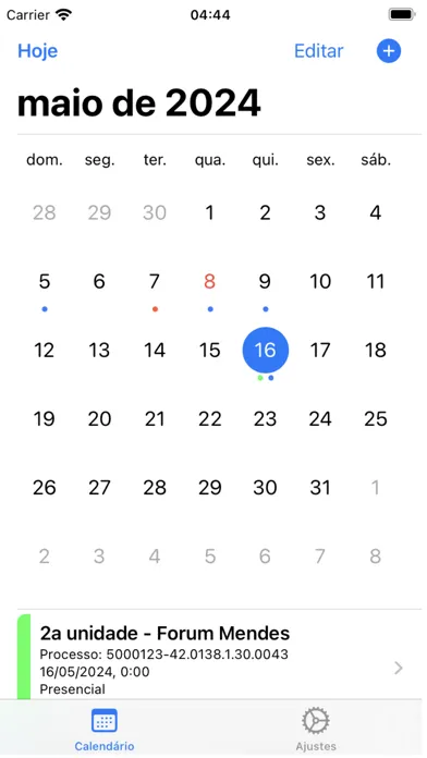 Legal Calendar Screenshots