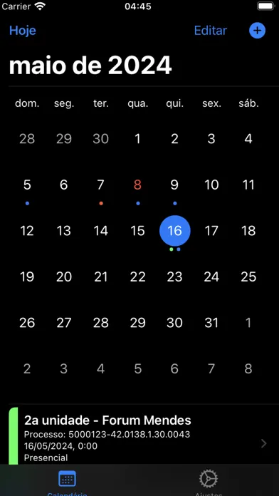 Legal Calendar Screenshots