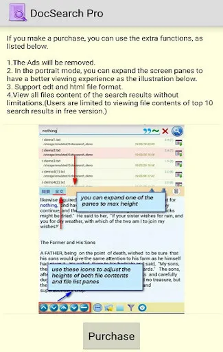 Captures d'écran de DocSearch+ Search File Content