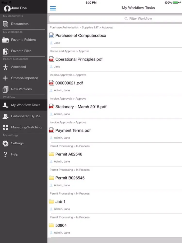 Capturas de pantalla de Docsvault v11 iPad 