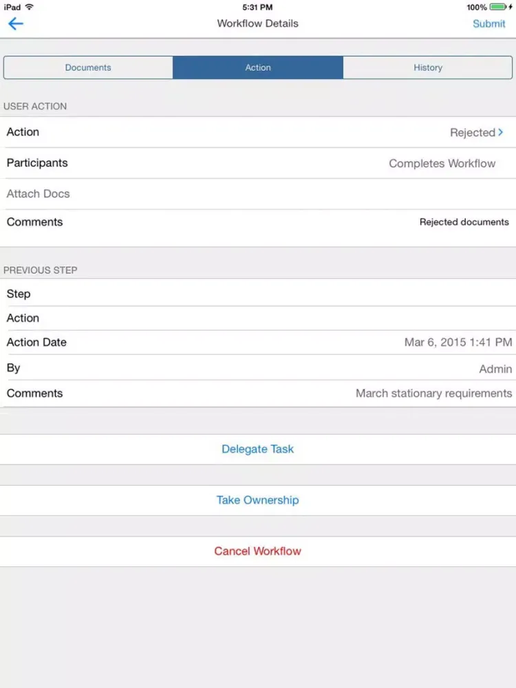 Capturas de pantalla de Docsvault v11 iPad 