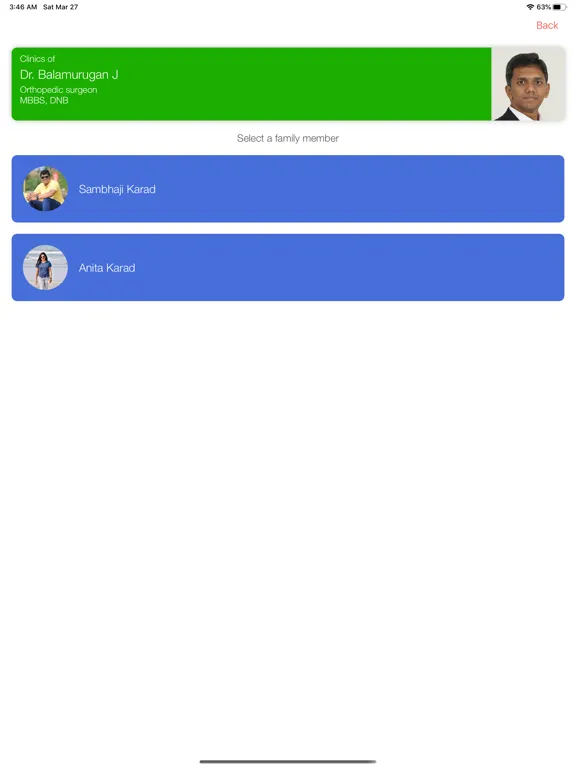 ภาพหน้าจอของ Dr Balas Ortho clinic iPad 