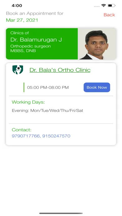 ภาพหน้าจอของ Dr Balas Ortho clinic