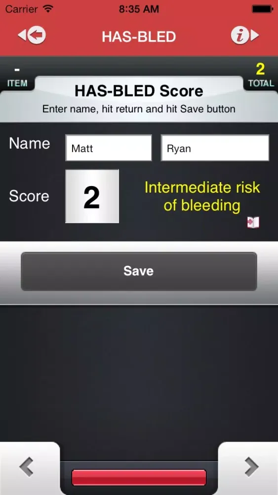 Ảnh chụp màn hình của HAS-BLED