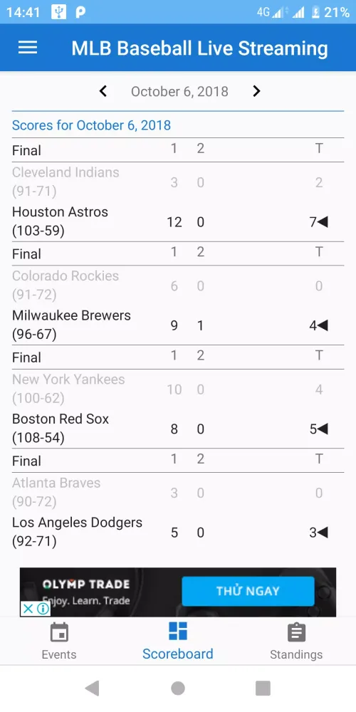 MLB Baseball Live Streaming स्क्रीनशॉट