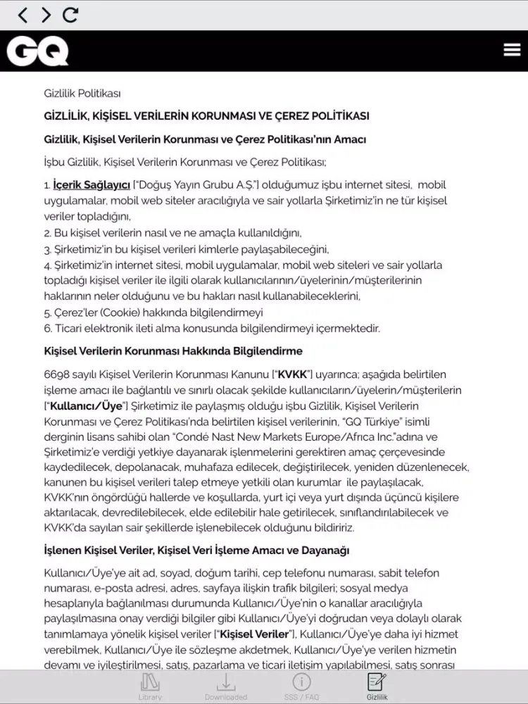 Captures d'écran de GQ Türkiye iPad 