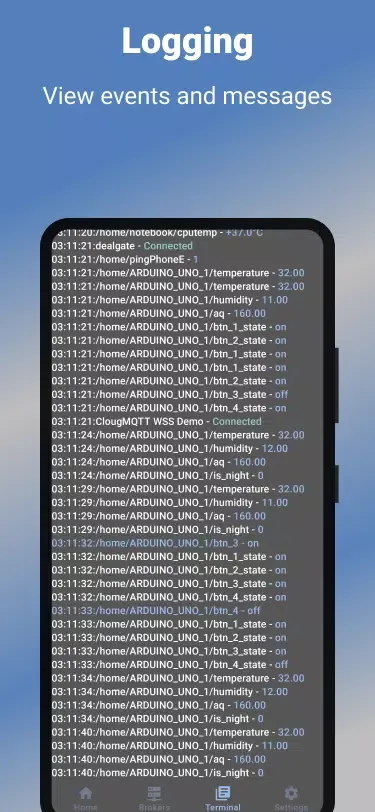 Tangkapan skrin MQTT Dashboard Client