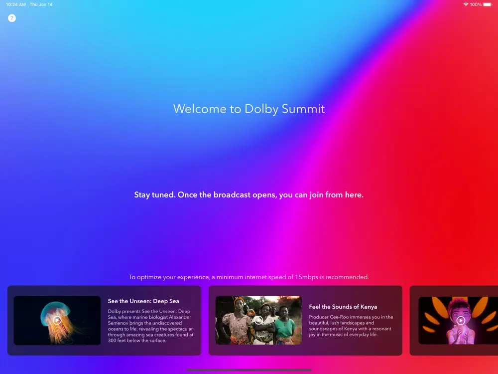 Ảnh chụp màn hình của Dolby Summit iPad 