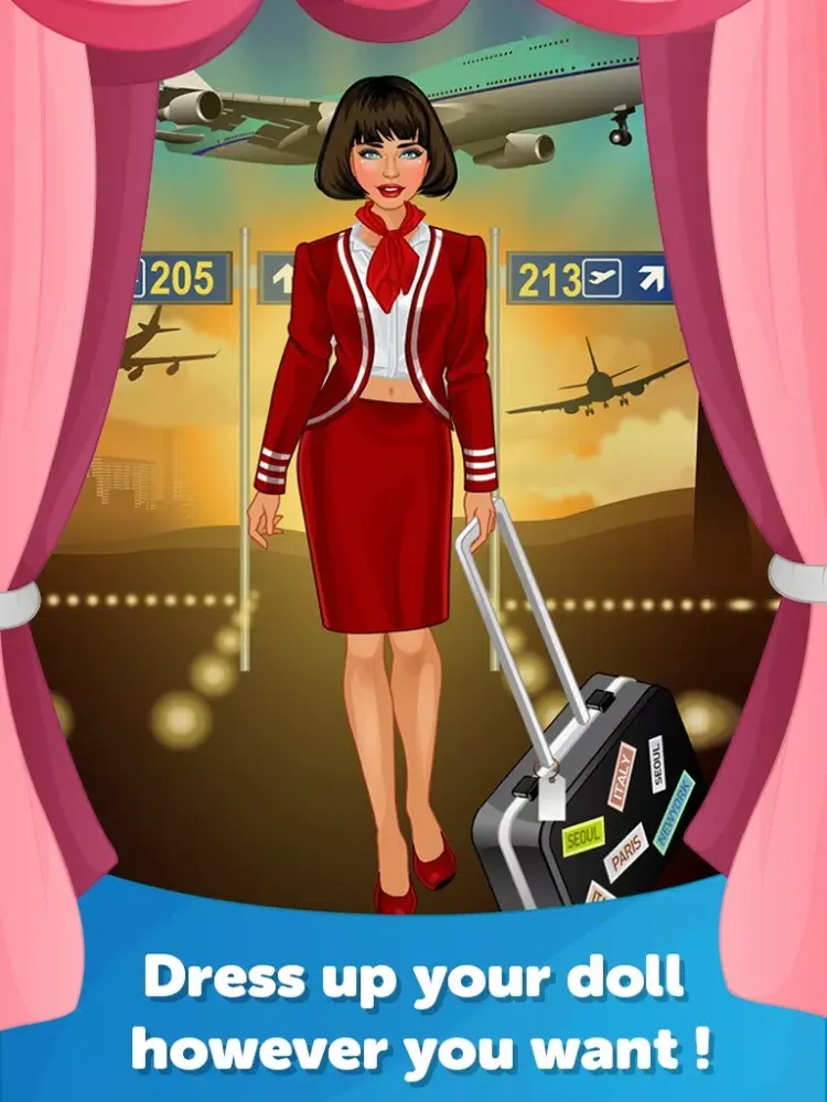 Capturas de tela do Air Hostess Dress Up - Fun Doll Makeover Game iPad 