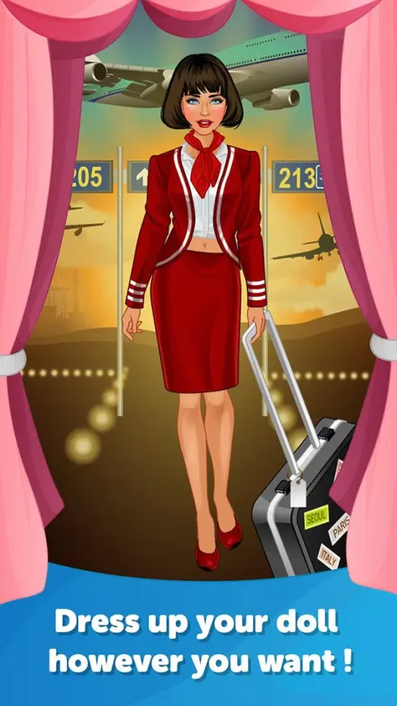 Capturas de tela do Air Hostess Dress Up - Fun Doll Makeover Game