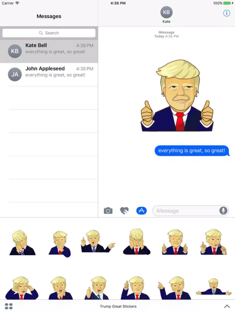 Zrzuty ekranu Trump Great Sticker Emoji Collection Famous Poses iPad 