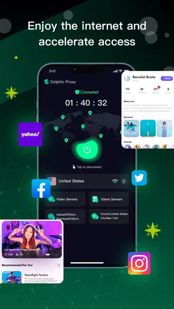 ภาพหน้าจอของ Dolphin Proxy: Secure VPN