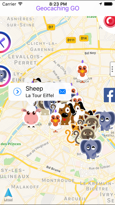 Capturas de tela do Geocaching GO