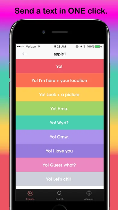 Capturas de tela do Yo! - Text Friends with One Click Chat App