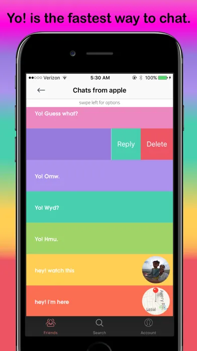 Capturas de tela do Yo! - Text Friends with One Click Chat App