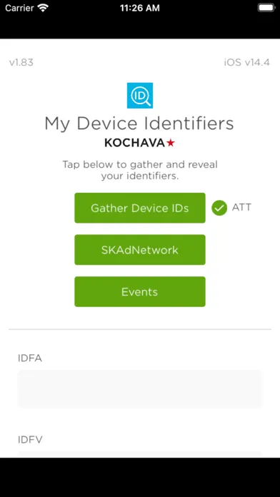 Tangkapan skrin My Device Identifiers
