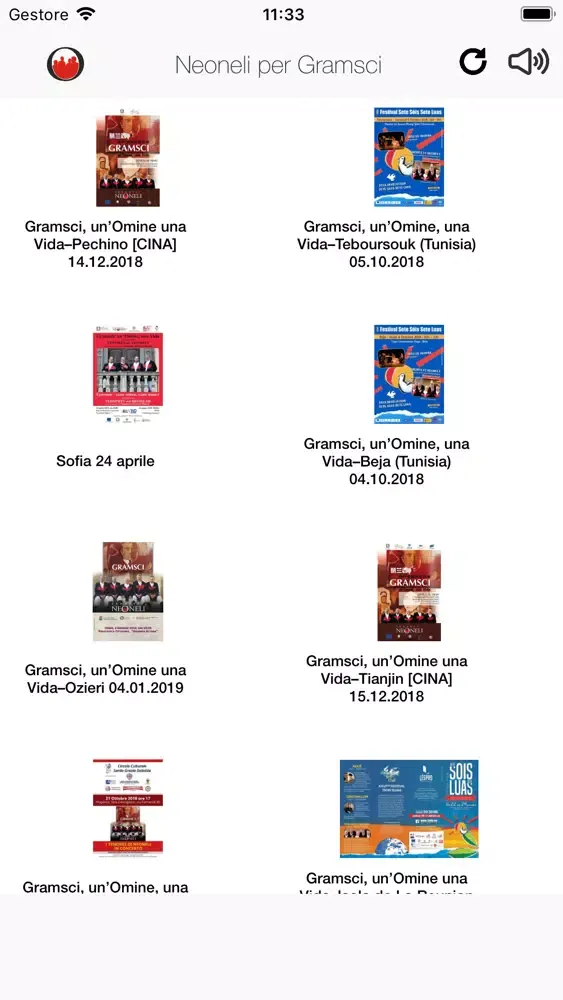 Capturas de tela do Neoneli per Gramsci