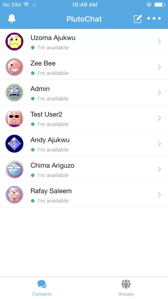Zrzuty ekranu PlutoChat
