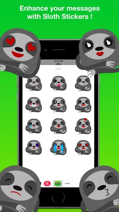 Tangkapan skrin Sloth Stickers .