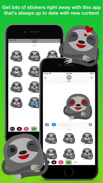 Tangkapan skrin Sloth Stickers .
