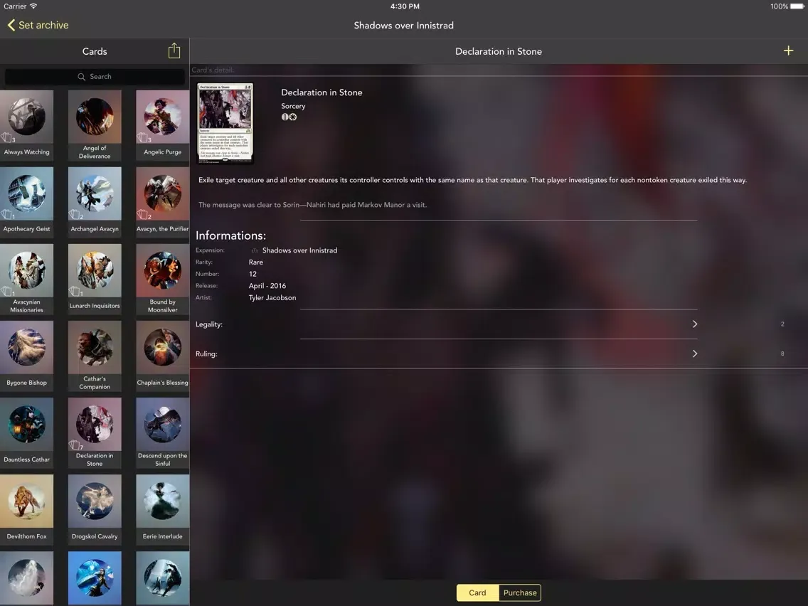 Capturas de pantalla de MTG-Collectors iPad 