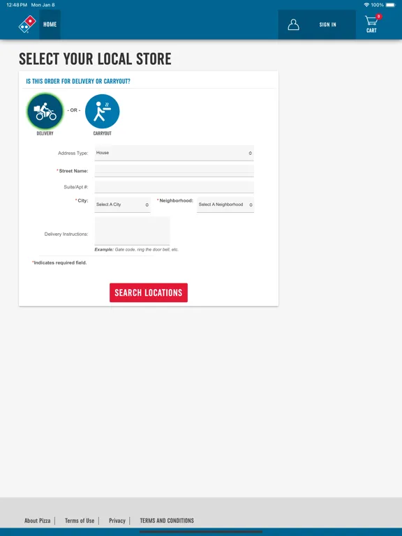 Domino's Venezuela iPad  Screenshots