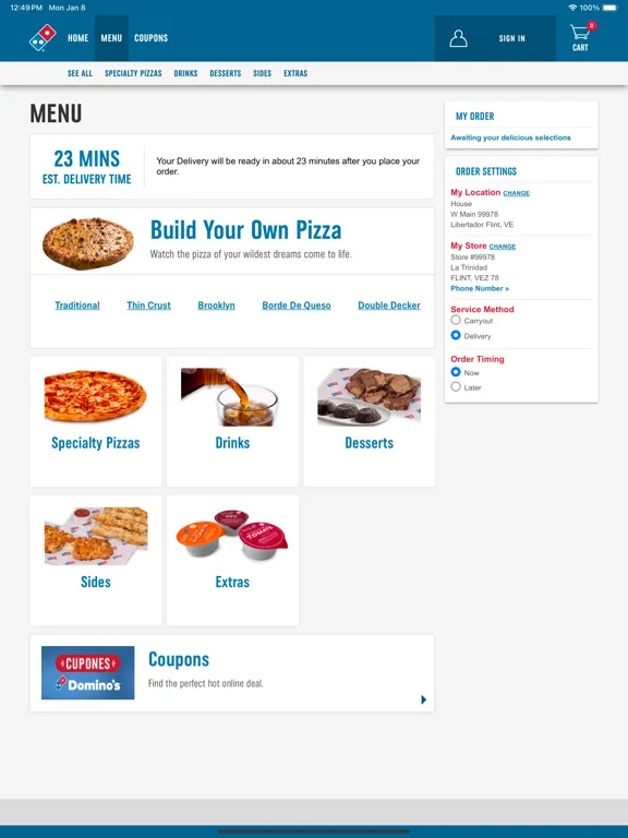 Domino's Venezuela iPad  Screenshots