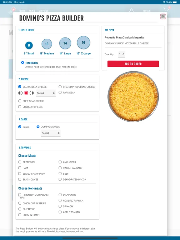 Domino's Venezuela iPad  Screenshots