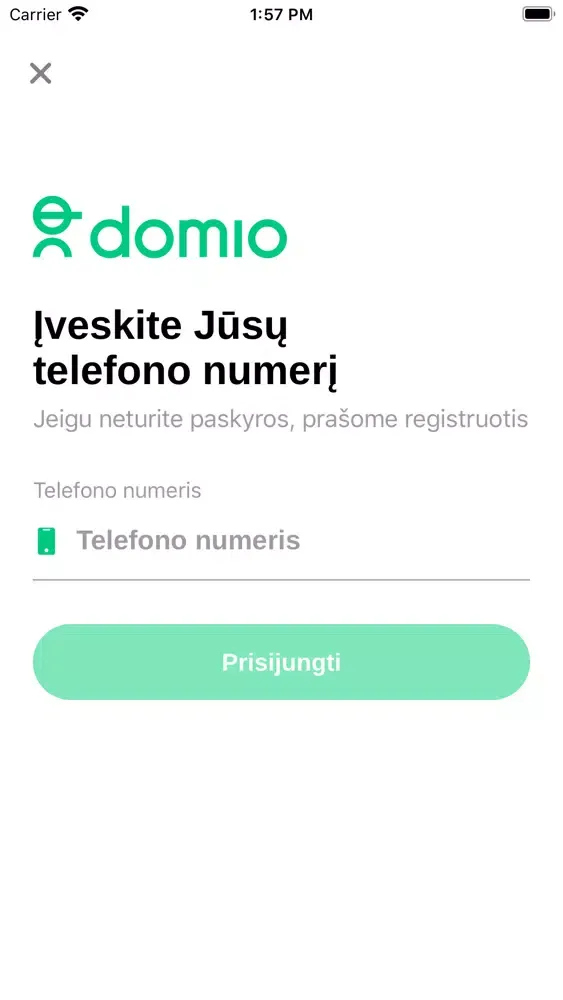 Tangkapan skrin Domio