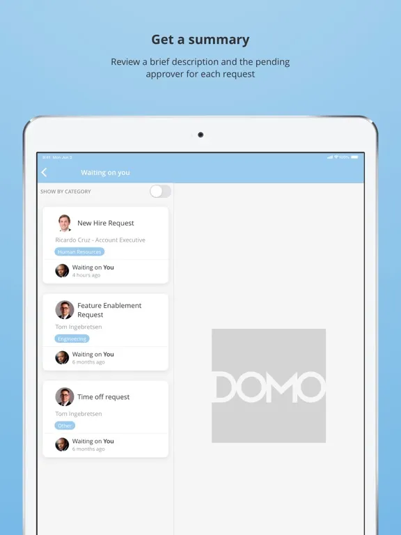 Domo Approvals iPad 應用截圖