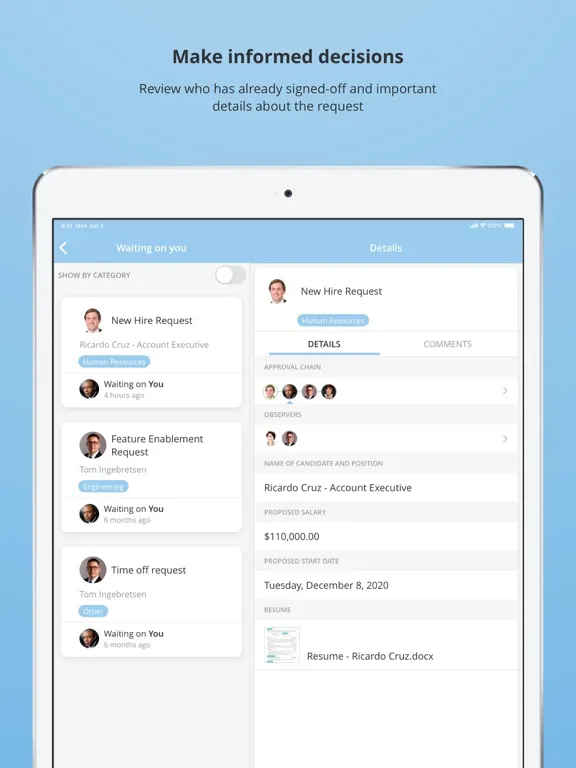 Domo Approvals iPad 應用截圖