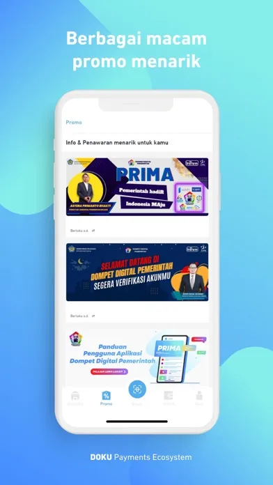 Capturas de tela do Dompet Digital Pemerintah