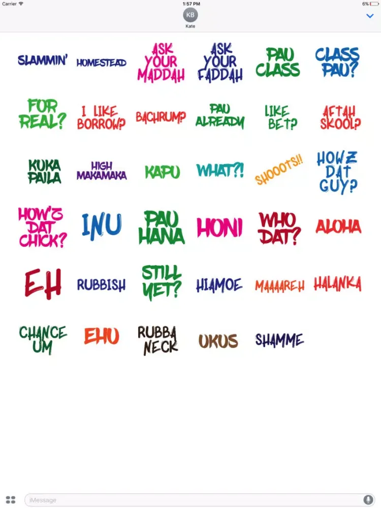 Capturas de pantalla de Hawaii Slang Sticker Pack 3 iPad 