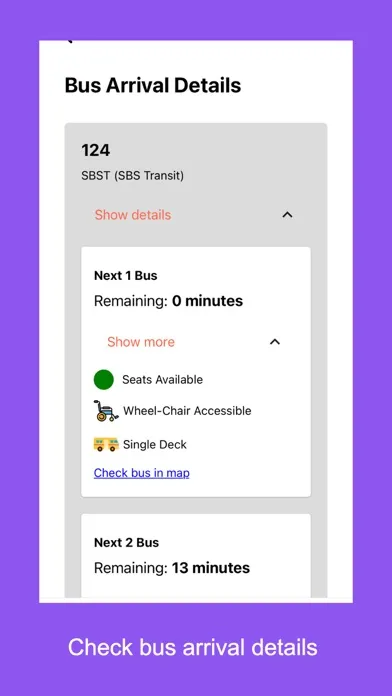 Singapore Bus Arrival سکرین شاٹس