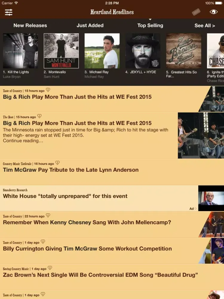 Heartland Headlines - Country Music News, New Music Releases, and Concert Tickets iPad  سکرین شاٹس
