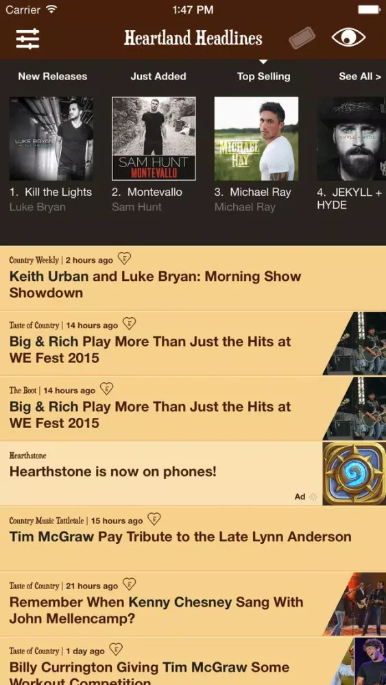 Heartland Headlines - Country Music News, New Music Releases, and Concert Tickets سکرین شاٹس