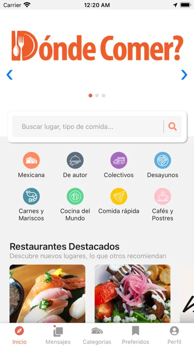 Ảnh chụp màn hình của Dónde Comer?