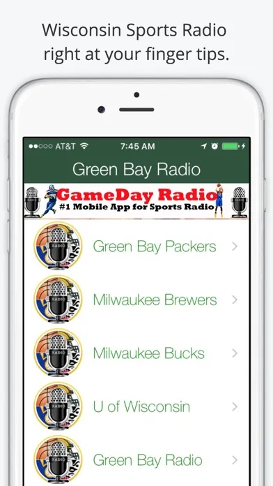 Captures d'écran de Green Bay GameDay Live Radio – Packers & Bucks Edition