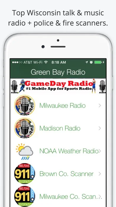 Captures d'écran de Green Bay GameDay Live Radio – Packers & Bucks Edition