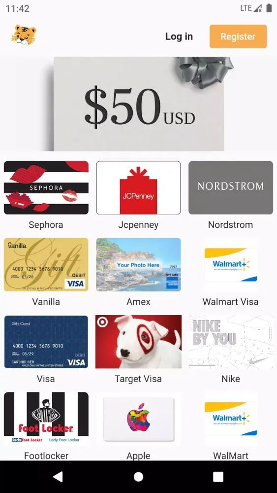 Tiger Gift Cards应用截图